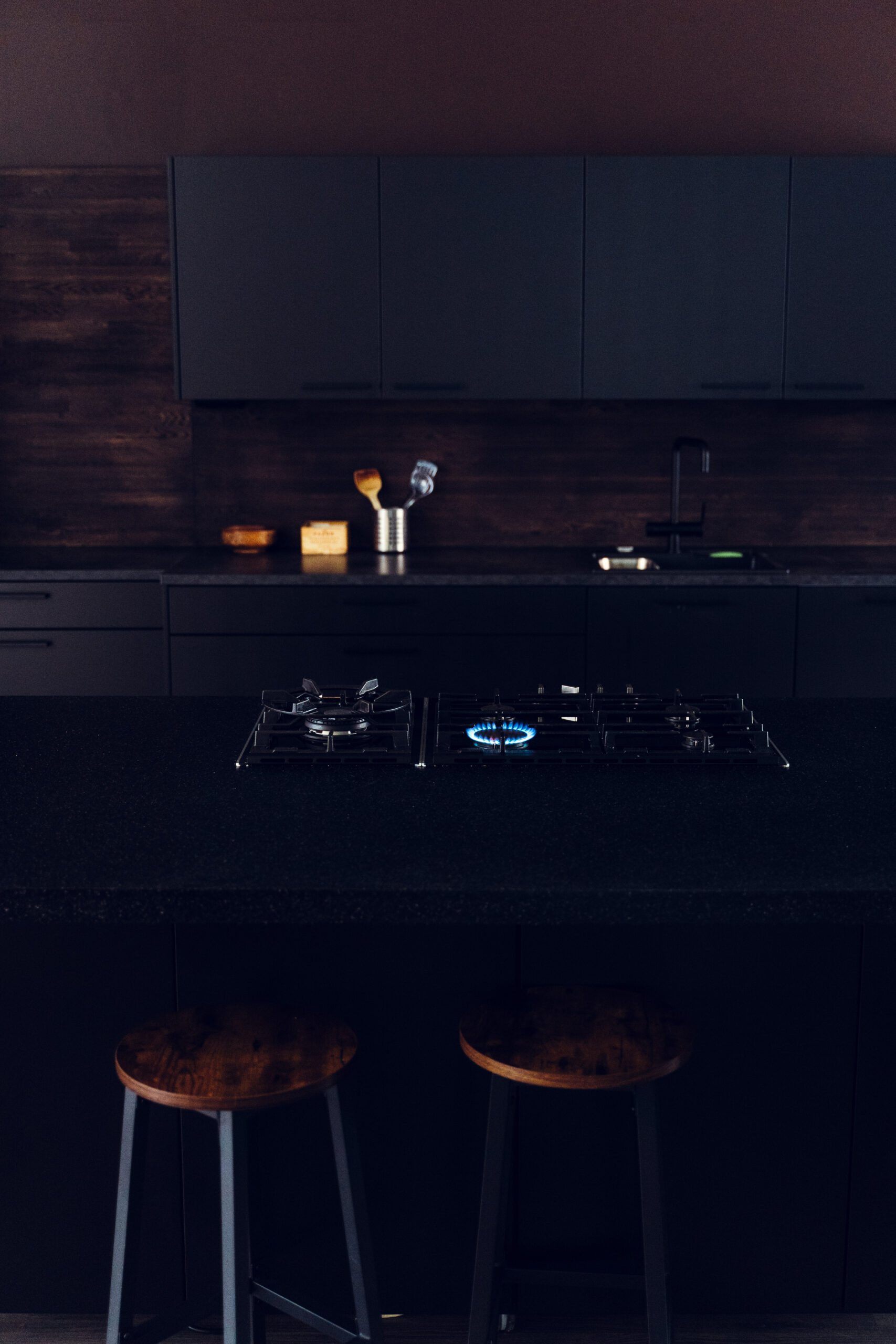 Gas cooker in a restaurant kitchen