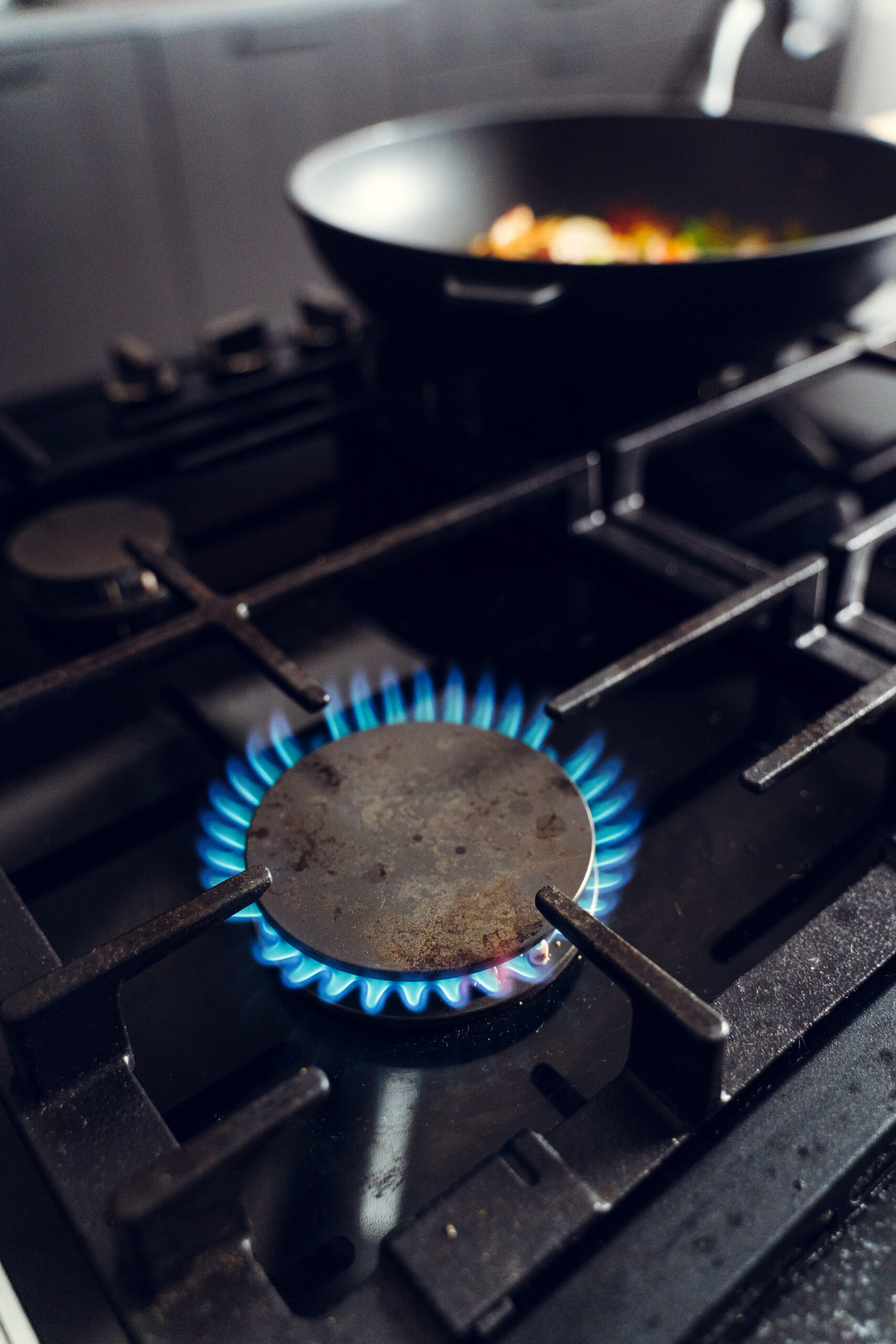 Gas cooker in a professional kitchen